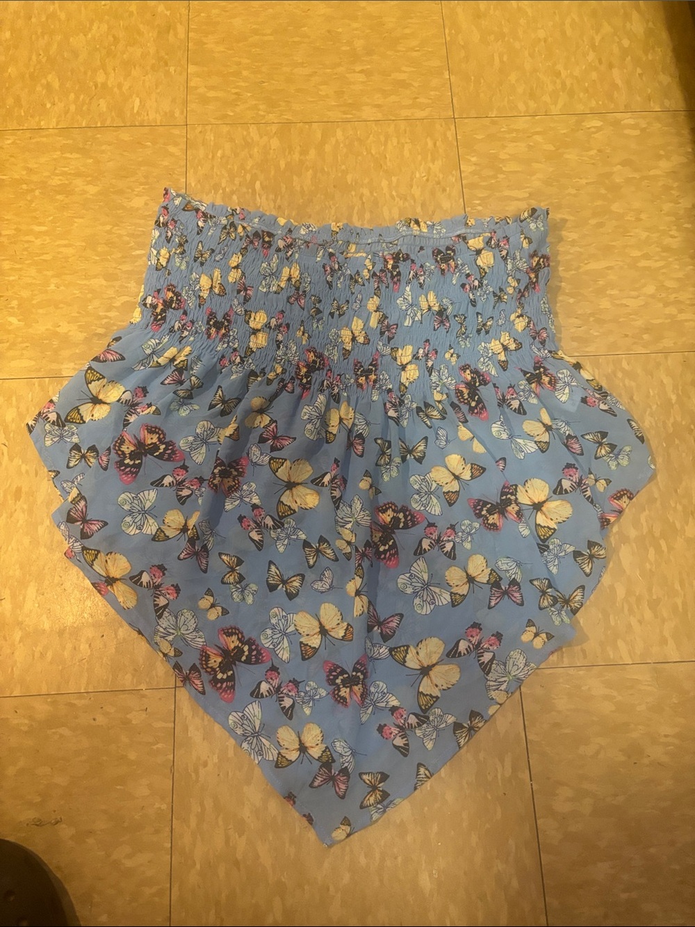 wild fable Blue Butterfly Print Handkerchief Hem Skirt